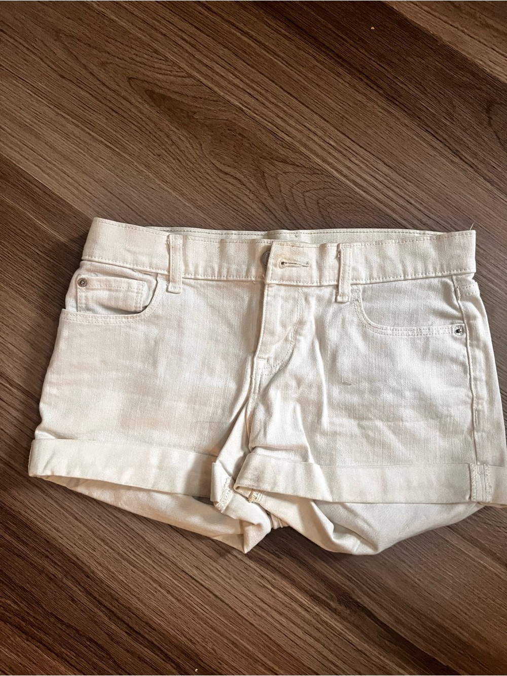 Old Navy Cream Denim Cuffed Jean Shorts